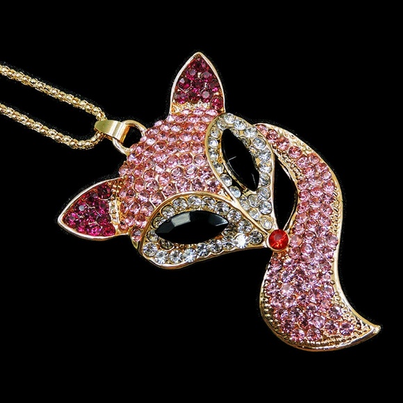 Pink Rhinestone Fox Pendant NWT - Picture 2 of 3